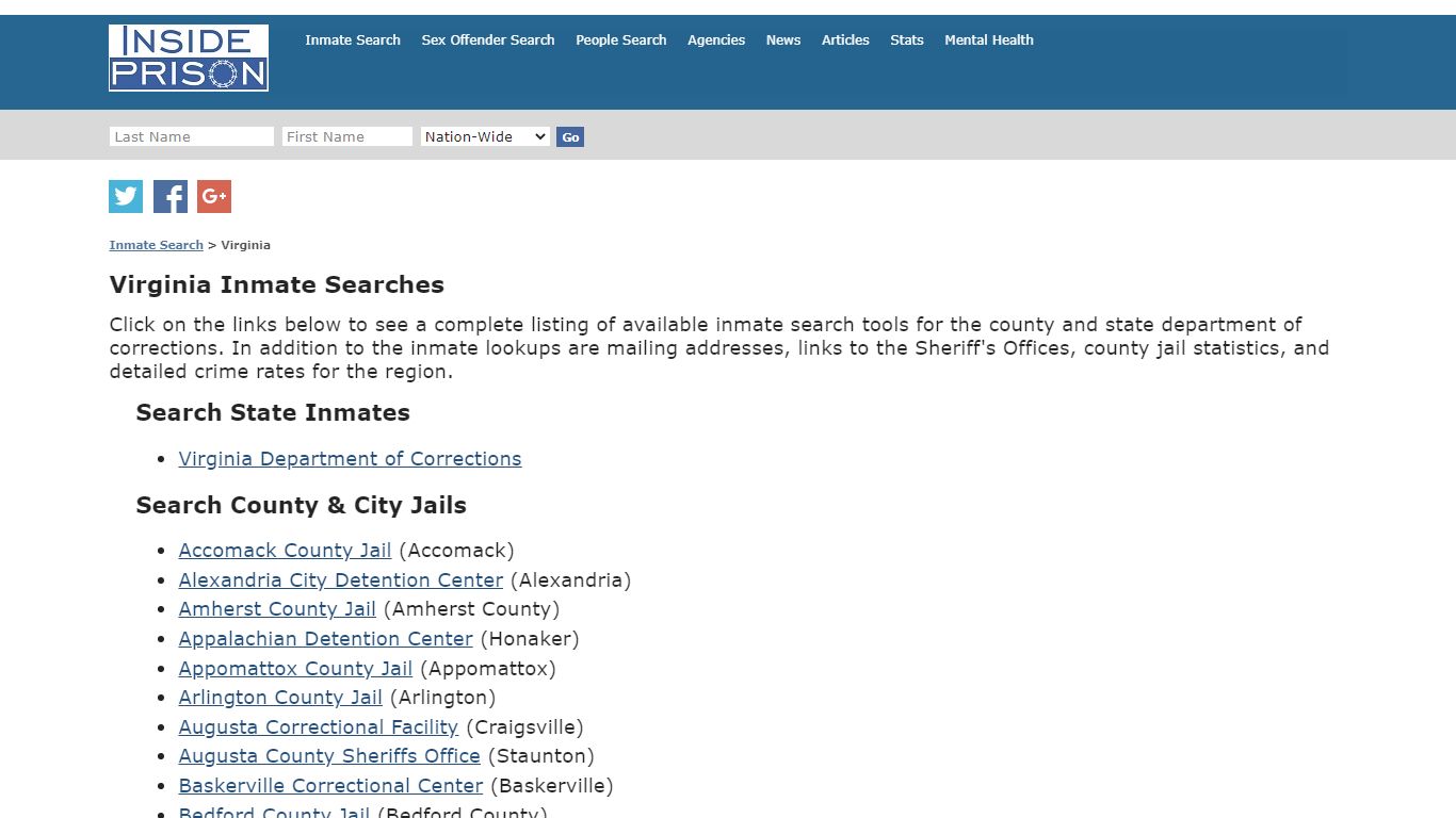Inmate Search for Virginia | Inmate Search | Offender Search